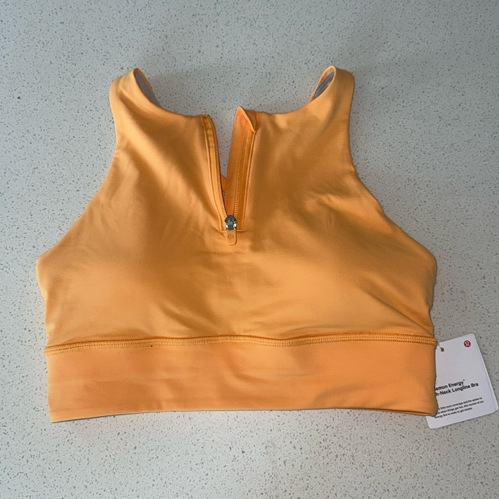 Lululemon Athletic Energy High Neck Bra
Zip Mango Dream NWT Women's Size 6